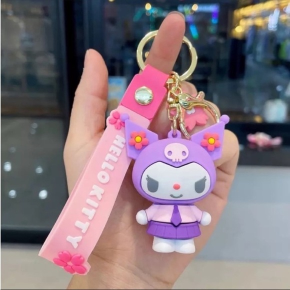 SANRIO KUROMI Hello kitty Charm Keychain Purple Kawaii Licensed Japan Import - Picture 6 of 9